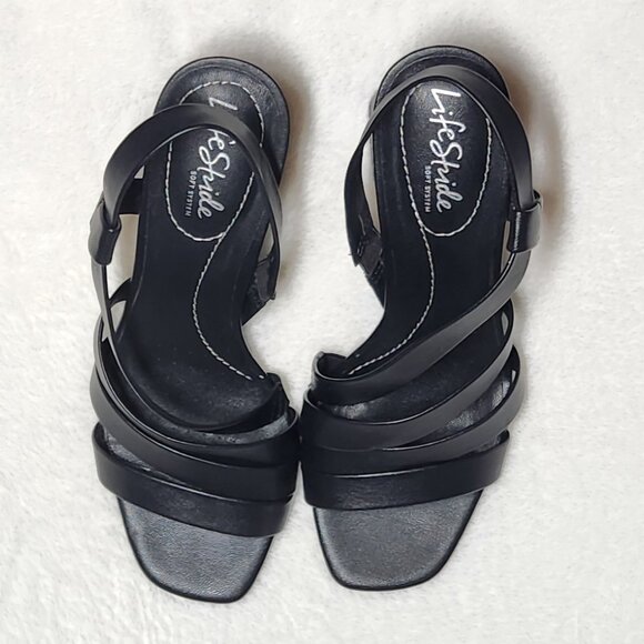 Life Stride Black Strappy Heels - Picture 4 of 6